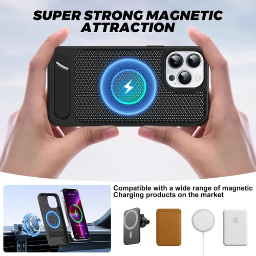 Miniatura 4 de Funda magnética de disipación de calor para iPhone 13 Pro Max, para MagSafe, protección contra caídas de enfriamiento, funda con función atril