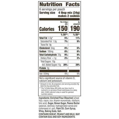 Miniatura 2 de Betty Crocker Mezcla de galletas de mantequilla de maní, hace doce (12) galletas de 2 pulgadas, 7.2 onzas.