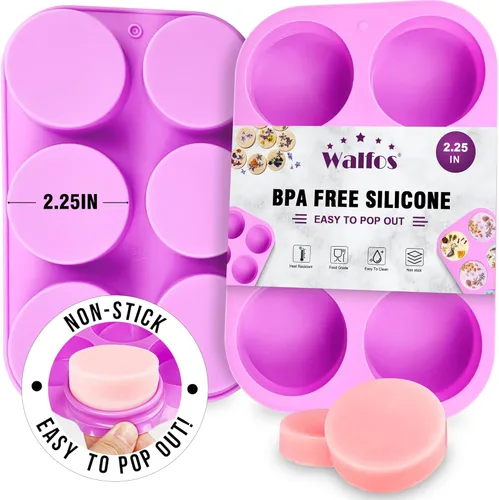 Miniatura 9 de Walfos Paquete de 3 Moldes de Jabón Pequeños, 15 Cavidades Moldes Redondos Mini de Silicona, Moldes de Jabón de Silicona Cilíndricos de 1.5 pulgadas