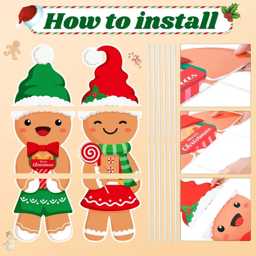 Miniatura 3 de Namalu Paquete de 2 carteles de Navidad para patio al aire libre, con 12 estacas de pan de jengibre para patio, para camino, invierno, Año Nuevo