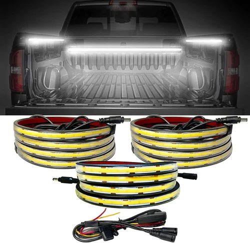 Miniatura 7 de Luces LED para caja de camión, 60 pulgadas, paquete de 2, COB 1584 LED, color blanco, 6500 K, 12 V, 30 W, IP67, con interruptor, soporte de fusibles