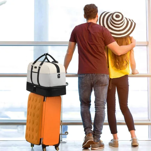 Miniatura 199 de IBFUN Bolsas de fin de semana para mujer, bolsa grande de lona para viaje, bolsa de viaje con compartimento para zapatos, 21 pulgadas, juego de 3