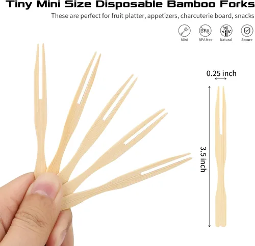 Miniatura 6 de Tenedores Mini para Aperitivos, Tenedor Mini Desechable para Aperitivos, Palillos Elegantes de Dos Puntas para Aperitivos y Frutas, Tenedores