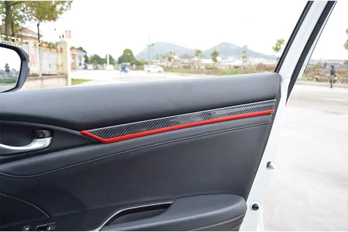 Miniatura 4 de LEXLEY 4 piezas de decoración de panel de puerta, cubierta de moldura de puerta interior, ABS, estilo fibra de carbono, accesorios para Honda Civic