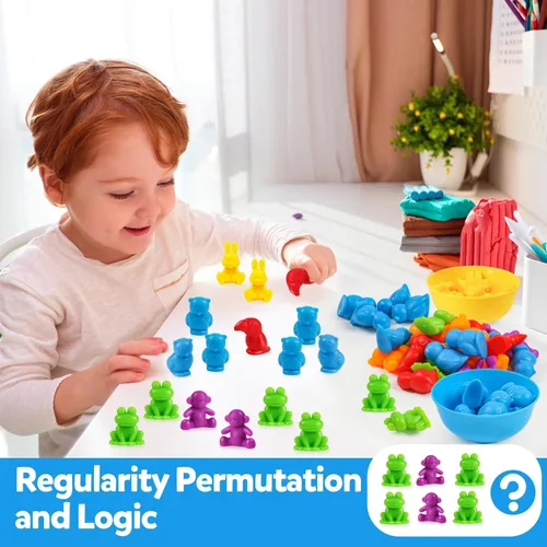 Miniatura 5 de GKDOMS Juguete de contar animales, juego a juego con cuencos de clasificación, actividades de aprendizaje preescolar, juguetes sensoriales