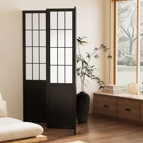 Miniatura 2 de Divisor de habitación plegable y pantalla de partición portátil de 5.6 pies, estilo Shoji chino japonés para separación de habitaciones - 4 paneles