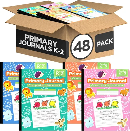 E-CLIPS USA Cuaderno de composición primaria K-2, libro de composición a rayas primarias, diario de escritura primaria para grados K-2, cuadernos de