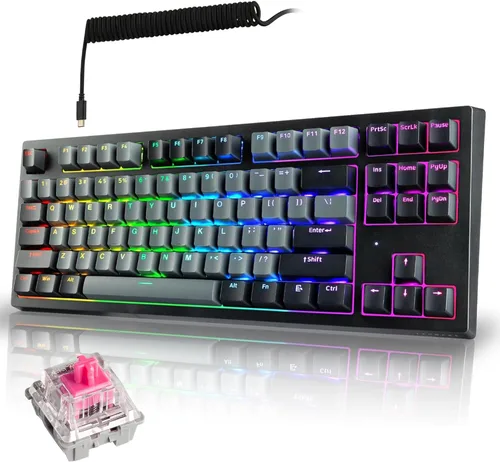 Miniatura 13 de TECWARE Phantom+ 87 Key RGB Mechanical Gaming Keyboard Wraith Brown, Red, Pink and Orange Switch Black, White and Gray