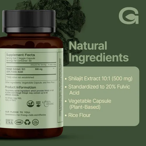 Miniatura 6 de GREEN'S BEST Cápsulas Pure Himalayan Shilajit – Suplemento orgánico de ácido fúlvico para energía y apoyo inmunológico – Aumenta la resistencia