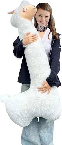 Miniatura 10 de Almohada de felpa de llama, almohada de cuerpo largo de felpa de alpaca de 39 pulgadas, animal de peluche de alpaca, regalo de Navidad y cumpleaños