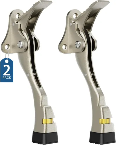 Gotega Tope de Puerta, 2 Paquetes de Tope de Puerta con Altura Ajustable con un Solo Toque y Punta de Goma de 4 Pulgadas, Topes de Puerta Níquel