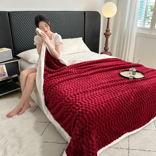 Miniatura 19 de UKELER - Manta Boho Sherpa 60" x 50" - Mantas de franela suaves y esponjosas para cama/sofá/oficina/camping A-bohemio
