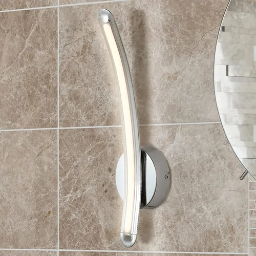 Miniatura 4 de JONATHAN Y Aplique de pared de metal cromado de 17.7 pulgadas, lámpara curva moderna minimalista LED integrada regulable para baño, sala de estar