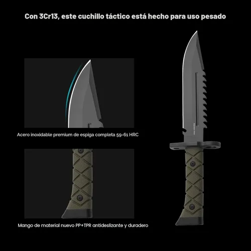 Miniatura 7 de Leopcito Cuchillos tácticos de hoja fija de 15 pulgadas con funda, acero inoxidable para caza de supervivencia, bushcraft, cuchillo de mango