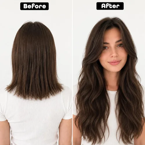 Miniatura 5 de 4 extensiones de cabello sintético con clip, extensiones de cabello rizado de 20 pulgadas de largo con clip (color: marrón medio)