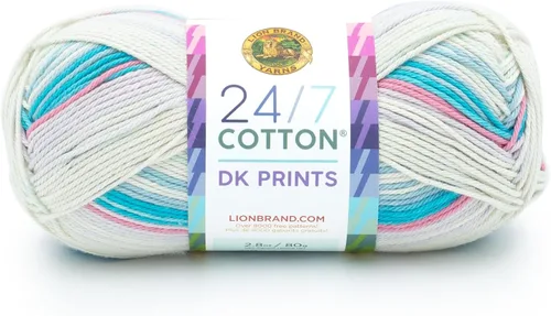 Miniatura 29 de Lion Brand Yarn Estampados DK de algodón 24/7, hilo para tejer, ganchillo y manualidades, azul, paquete de 1 Cotton Yarn for Knitting, Crochet