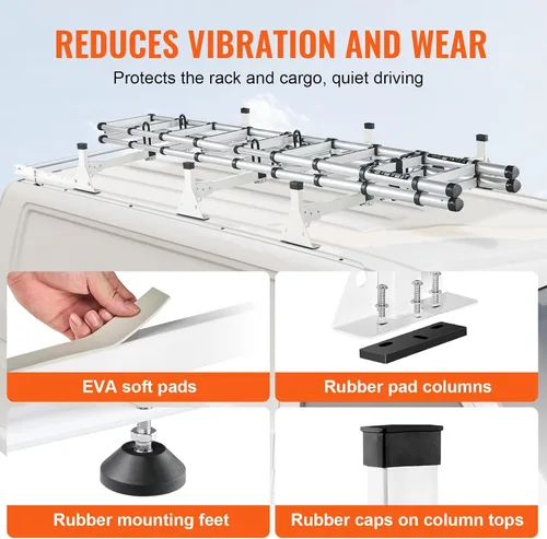 Miniatura 6 de VEVOR Portaequipajes de escalera para techo de furgoneta de 54 pulgadas, capacidad de 800 libras, portaequipajes de techo de acero resistente