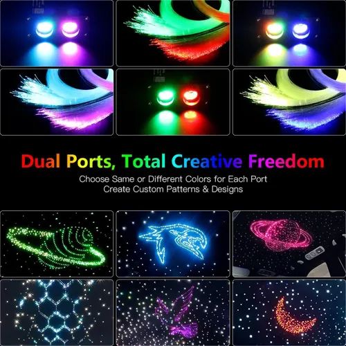 Miniatura 3 de 32W RGBW APP luces de fibra óptica, kit de luces de techo de estrella de tamaño pequeño, activadas por música, 450 piezas, 0.75mm, 9.8 pies/3m