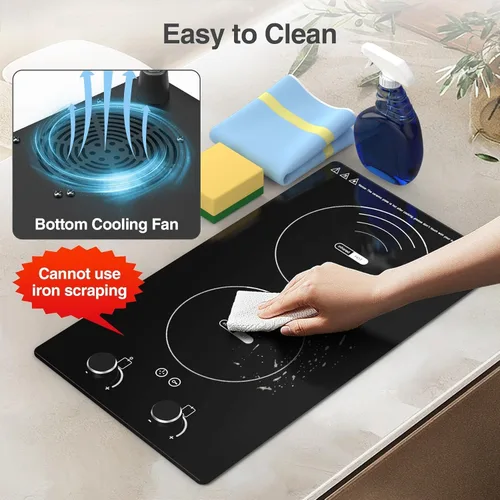 Miniatura 7 de VBGK Placa de cocción eléctrica, 110V 2400W superficie de cocina eléctrica con control de perilla, 9 niveles de potencia, bloqueo para niños