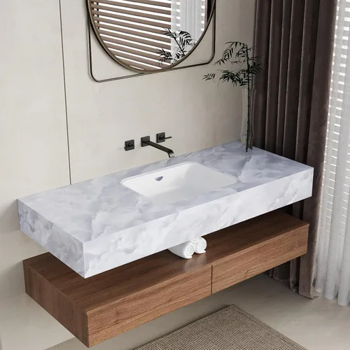 Miniatura 8 de Boobest Papel de contacto de mármol grueso de gran tamaño para pared, 31 x 354 pulgadas, papel tapiz de mármol gris, despegar y pegar, impermeable