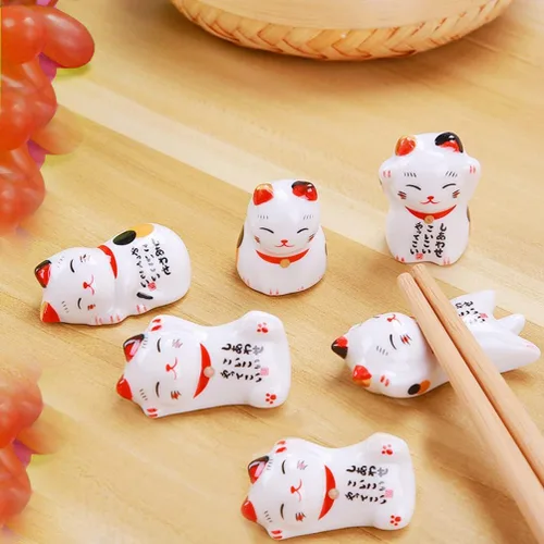 Miniatura 5 de Paquete de 6 palillos de cerámica con forma de panda, cuchara, tenedores, cuchillos, vajilla de descanso, soporte de panda, adorno festivo para mesa