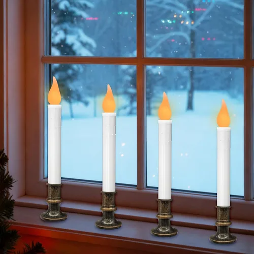 Miniatura 8 de Velas de ventana operadas por batería SUNSGNE, velas de ventana sin llama con sensor del atardecer al amanecer para decoración navideña de mesa