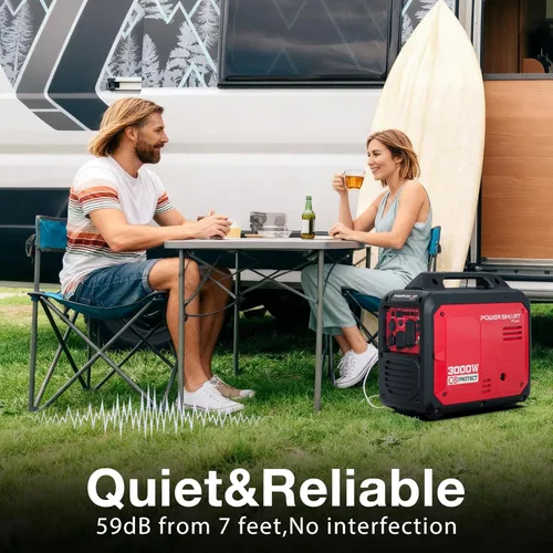 Miniatura 4 de PowerSmart Generador portátil del inversor de 3000 vatios accionado a gas, silencioso para acampar