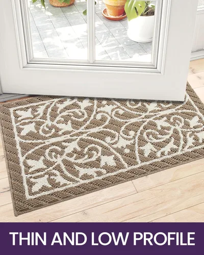 Miniatura 9 de DEXI Felpudo para puerta frontal del pasillo, alfombra de bienvenida interior, delgada de bajo perfil, antideslizante y lavable, para atrapar