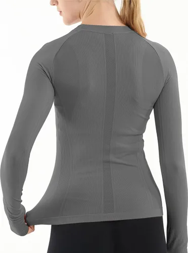 Miniatura 2 de MathCat - Camisetas de entrenamiento sin costuras para mujer, camisetas de yoga de manga larga, camiseta deportiva para correr, camiseta atlética