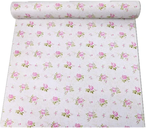Miniatura 4 de REDODECO Papel tapiz autoadhesivo con diseño floral retro rosa, revestimiento de estante de papel, adhesivo para cajón, decoración para el hogar