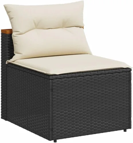 Miniatura 4 de 5 Piece Garden Sofa Set in Black, Brown, Cream White for Outdoor Patio, Modern Modular Furniture with UV-Resistant PE Rattan, Acacia Wood Frame
