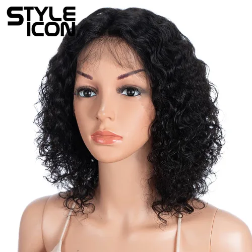 Miniatura 3 de Style Icon Pelucas de cabello humano, pelucas cortas y rizadas afro, pelucas afro esponjosas con parte en T, onda profunda, prearrancadas HD, encaje
