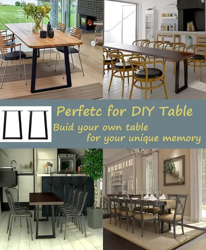 Miniatura 7 de Patas de metal para mesa, marco de escritorio de tubo cuadrado resistente, mesa de comedor moderna / patas de mesa auxiliar, juego de 2 (U)