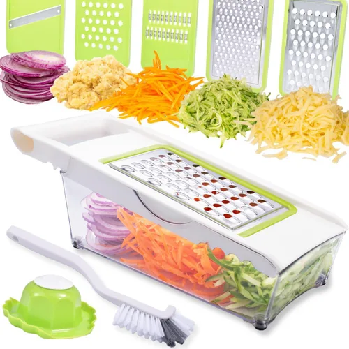 NACOLUS Rallador de queso con contenedor, cortador de verduras 5 en 1, ralladores multiusos para cocina, rallador de caja fácil de limpiar con