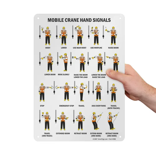 Miniatura 6 de SmartSign - S-0881-AL-14 "Señales de mano de grúa móvil" 10" x 14" Aluminio Negro sobre Blanco