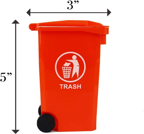Miniatura 7 de Wiosi Mini soporte para bolígrafos de basura para escritorio y pequeño contenedor de reciclaje, negro y naranja, paquete de 2