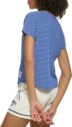 Miniatura 3 de Tommy Hilfiger Camiseta de rayas con dobladillo de cola de camisa para mujer