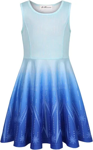 Miniatura 2 de LaBeca - Vestido sin mangas o de manga larga para niñas, vestidos informales con diseño de unicornio o sirena para niñas pequeñas o grandes