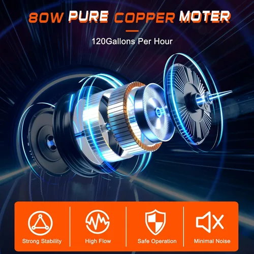 Miniatura 4 de Juego de bomba de transferencia de combustible de 12 V, mueve hasta 120 galones de gas o diésel por hora con motor de 80 W CC, adecuado