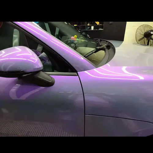 Miniatura 8 de XhuangTech Rollo de vinilo adhesivo camaleón de color gris a morado, para carrocería, rollo de burbujas de aire para bricolaje
