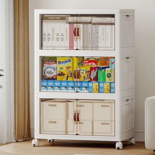 Miniatura 8 de 468QT - Contenedores de almacenamiento apilables extra grandes con tapas, ruedas y puerta, organizadores plegables de armario de 117 galones