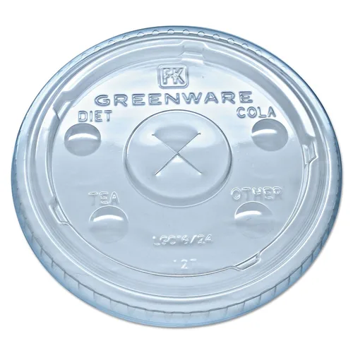 Miniatura 2 de Fabri-Kal LGC1624 Greenware - Tapas para bebidas frías para 16-18 tazas de 24 onzas con ranura X transparente 1000/cartón