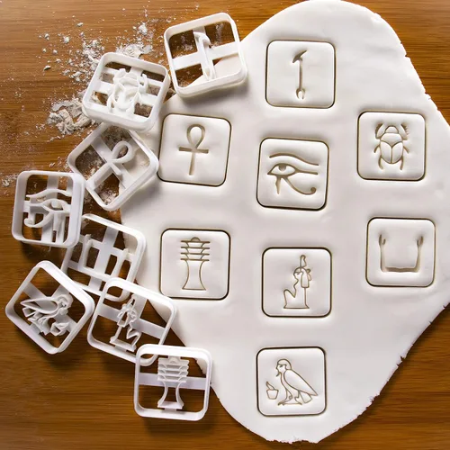 Miniatura 2 de Juego de 8 cortadores de galletas jeroglíficos egipcios, 8 piezas - Bakerlogy