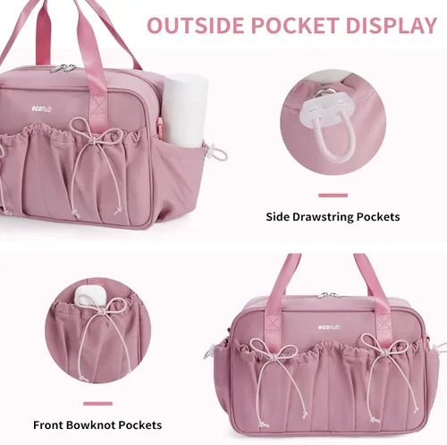 Miniatura 3 de ECOHUB Pequeña bolsa de gimnasio para mujer, mini bolsa de lona para gimnasio con compartimento húmedo, bolsa deportiva con lazo, bonita bolsa