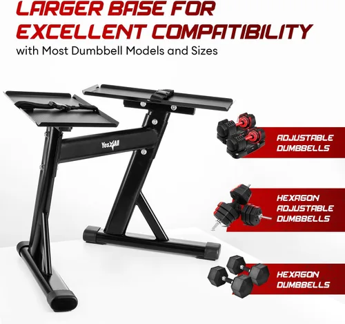 Miniatura 2 de Yes4All Soporte Ajustable para Mancuernas - Capacidad de 160 Libras, Rack de Apoyo y Rack de Pesas con Correa, Fácil Almacenamiento y Seguridad