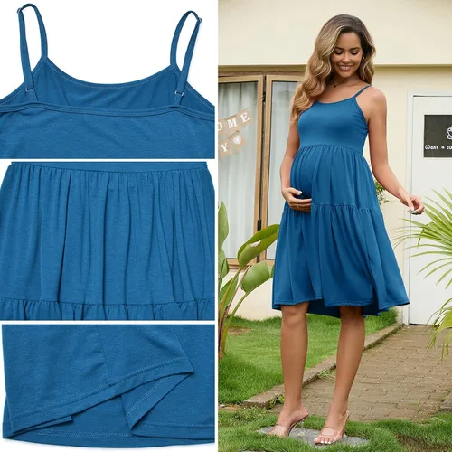 Miniatura 76 de GINKANA Vestido de maternidad sin mangas para mujer, con tirantes ajustables, vestido casual de verano para uso diario o baby shower
