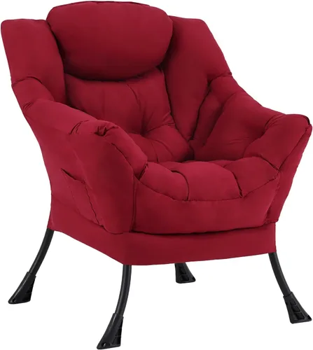 Miniatura 19 de Furlide Silla Perezosa Moderna con Reposapiés Plegable, Sillón de Descanso y Cómoda Silla de Lectura (Negro)
