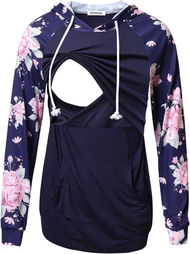 Miniatura 223 de GINKANA Sudadera con capucha para mujer, manga larga, lactancia materna, ropa casual