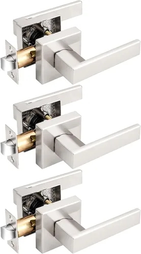 Miniatura 150 de Probrico Paquete de 4 manijas de puerta simuladas en negro mate, manijas interiores que no giran, manijas reversibles resistentes para interiores