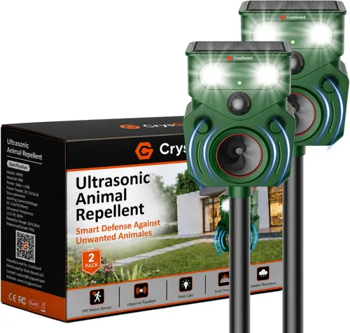 Repelente solar ultrasónico de animales para exteriores, activado por movimiento, impermeable IP65, desalienta a los animales no deseados en el
